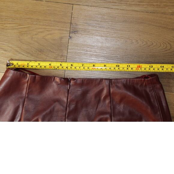 NWT DO+BE Faux Leather Mini Skirt Burgundy Front Slit L  Holiday Party Night Out - Picture 4 of 6